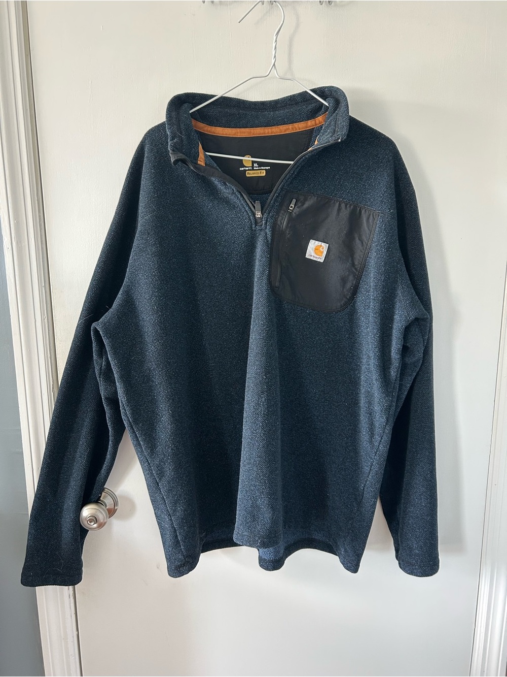 Carhartt Men’s Dark Navy Quarter-Zip Fleece with Chest Pocket